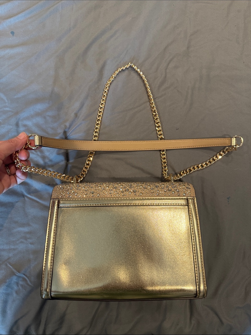 Michael Kors Gold Crystal-Studded Shoulder Bag - Picture 4 of 7